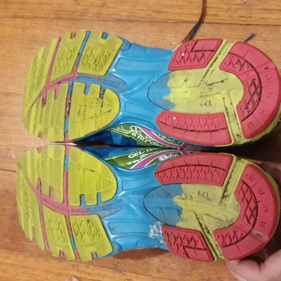 ASICS Gel Noosa Tri 9 Blue Pink Fluro Green Womens Running Shoes Size US 7.5 - Picture 11 of 13